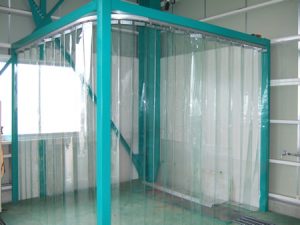 カーブレール仕様アコーディオンカーテン工事