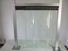 静電透明ノレン　２mm厚　２００mm幅　２mmリブ付　B型固定式ハンガー