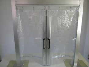 透明糸入り静電防炎カーテン　取手金物仕様